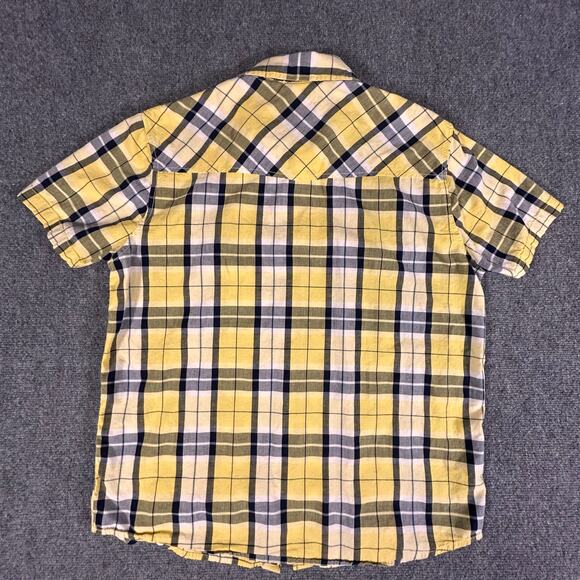Roebuck & Co Shirt‎ Men's L Yellow Pearl Snap Button Up Short Sleeve Checkered - Picture 2 of 8